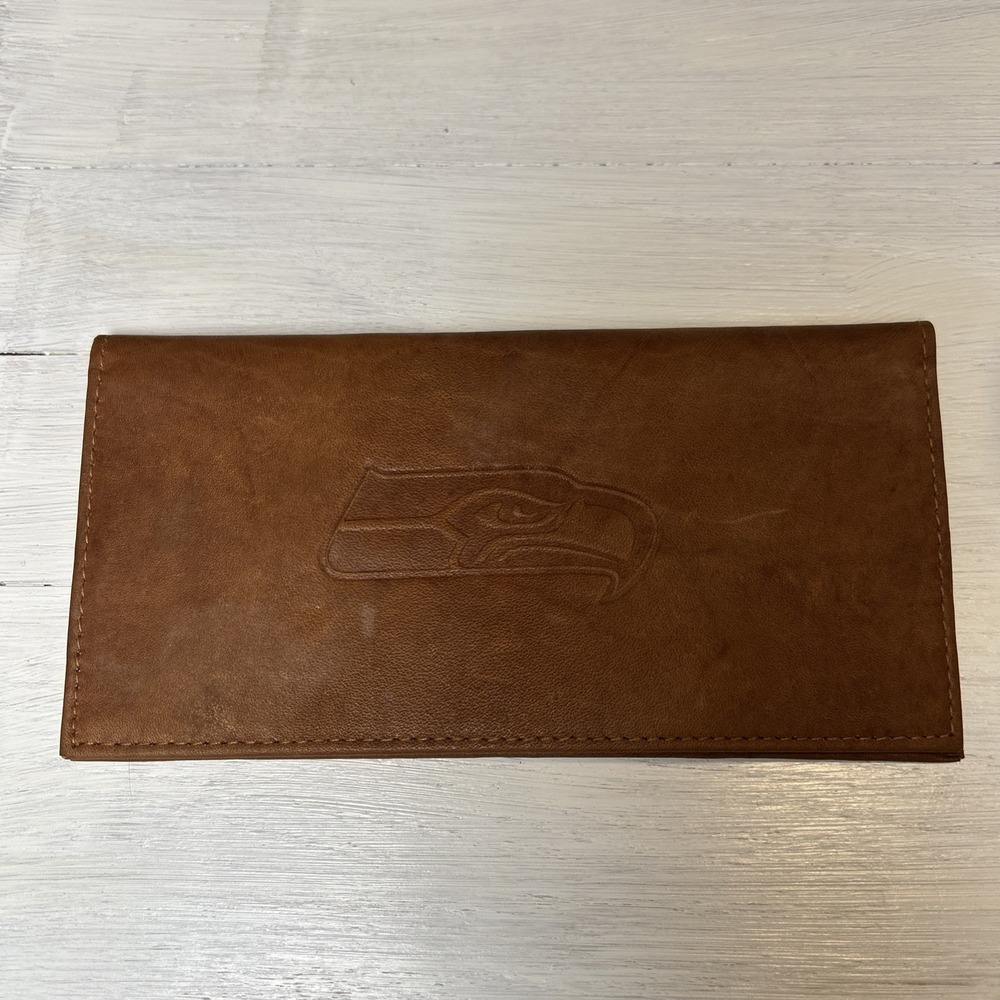 NFL Seattle Seahawks Genuine Leather Embossed Checkbook Cover 1401 - Picture 2 of 5